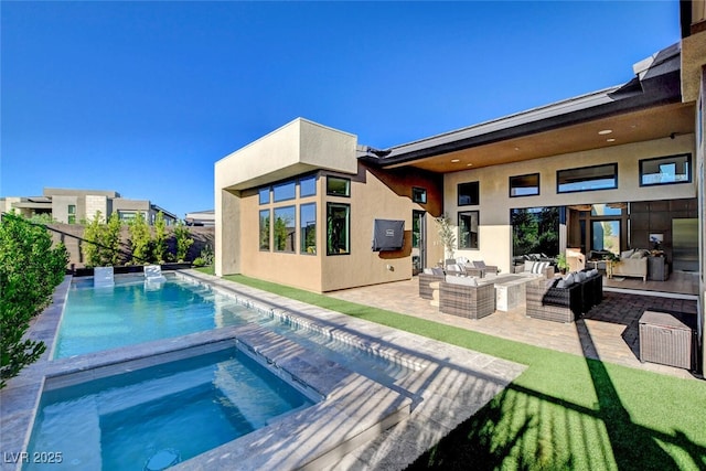 5155 Rock Daisy Dr, Las Vegas, NV 89135 - view of pool featuring an in-ground hot tub, an outdoor living space, and a patio area