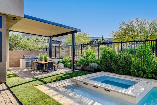 5155 Rock Daisy Dr, Las Vegas, NV 89135 - view of pool featuring an in-ground hot tub, a fenced backyard, and a patio