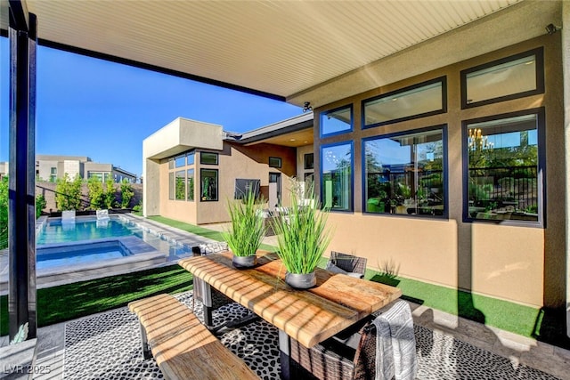 5155 Rock Daisy Dr, Las Vegas, NV 89135 - view of patio / terrace with outdoor dining area and an outdoor pool