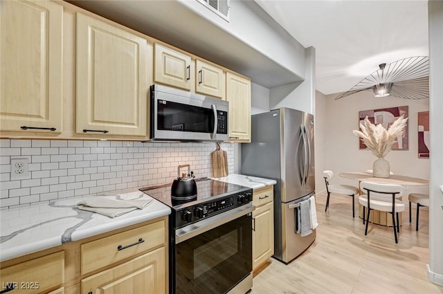 8000 Badura Ave Unit 1007, Las Vegas, NV 89113 - kitchen with stainless steel appliances, light brown cabinetry, and tasteful backsplash