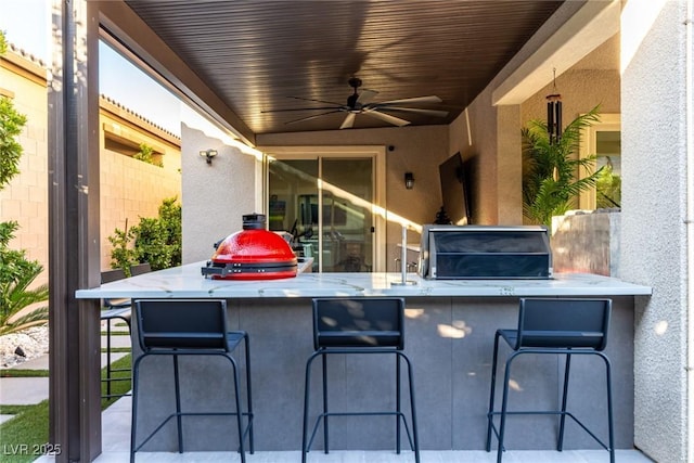 3929 Reyes Ave, Las Vegas, NV 89141 - view of patio / terrace featuring an outdoor kitchen and ceiling fan
