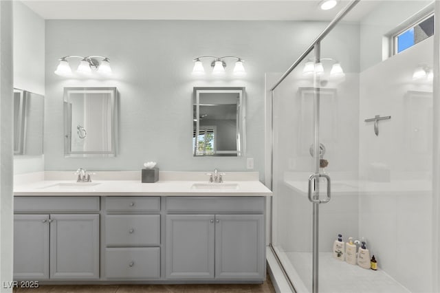 424 Vigo Port St, Las Vegas, NV 89138 - bathroom with a shower stall and double vanity