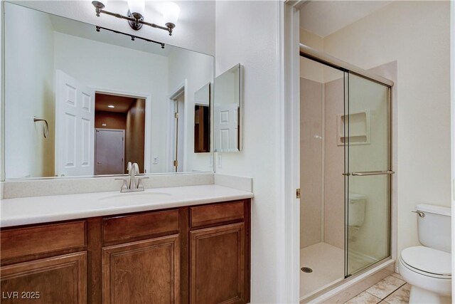 5949 Casa Coronado Ave, Las Vegas, NV 89131 - full bath with toilet, a stall shower, vanity, and tile patterned floors