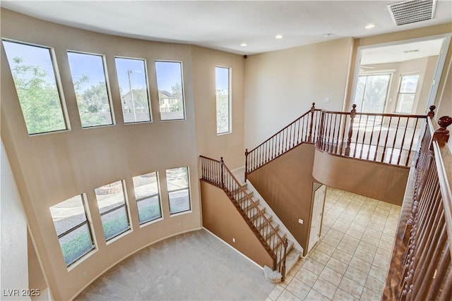 5949 Casa Coronado Ave, Las Vegas, NV 89131 - staircase featuring recessed lighting, baseboards, and tile patterned flooring