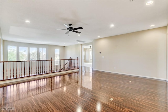 5949 Casa Coronado Ave, Las Vegas, NV 89131 - unfurnished room with ceiling fan, baseboards, recessed lighting, and wood finished floors