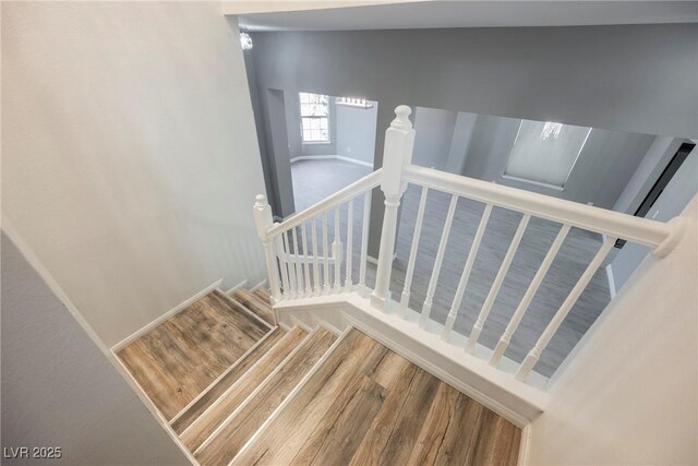 5133 Burr Oak Dr, Las Vegas, NV 89130 - stairway featuring wood finished floors