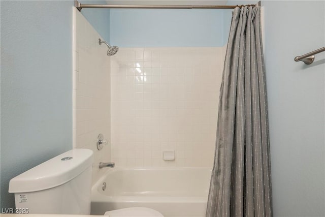 5133 Burr Oak Dr, Las Vegas, NV 89130 - bathroom featuring toilet and shower / bath combination with curtain