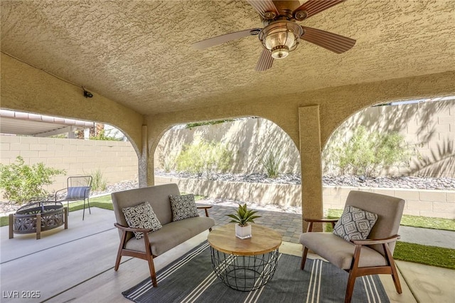 1833 Winners Cup Dr, Las Vegas, NV 89117 - view of patio / terrace with an outdoor living space with a fire pit and ceiling fan