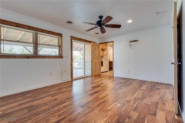 7950 Red Barn Dr, Las Vegas, NV 89123 - unfurnished bedroom with crown molding, light wood finished floors, access to outside, baseboards, and recessed lighting