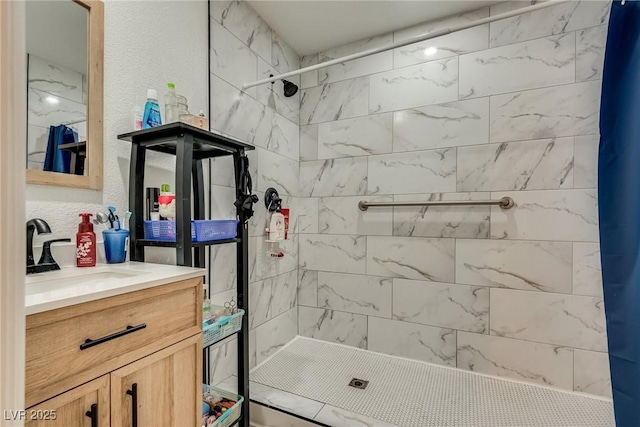 7950 Red Barn Dr, Las Vegas, NV 89123 - bathroom with a tile shower and vanity