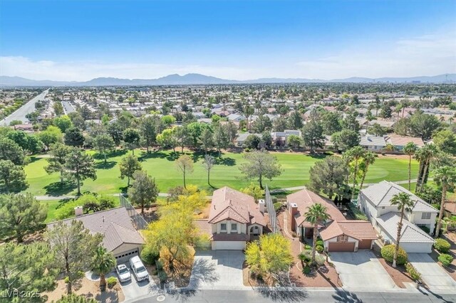 5216 Desert Star Dr, Las Vegas, NV 89130 - aerial view of residential area featuring a golf course and a mountain backdrop