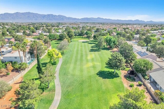 5216 Desert Star Dr, Las Vegas, NV 89130 - aerial view of property and surrounding area featuring nearby suburban area, mountains, and a local golf course