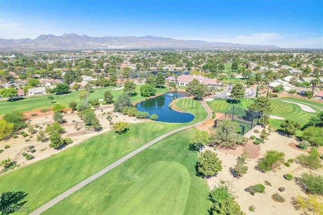 5216 Desert Star Dr, Las Vegas, NV 89130 - aerial perspective of suburban area with a water and mountain view and a golf club