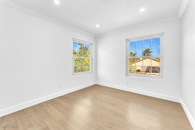 5216 Desert Star Dr, Las Vegas, NV 89130 - empty room featuring ornamental molding, baseboards, wood finished floors, and recessed lighting