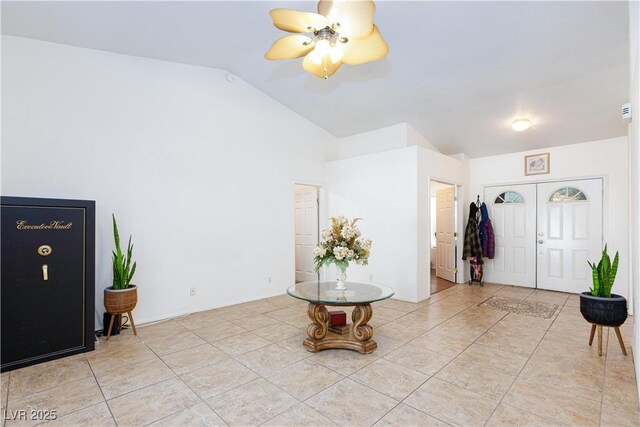 905 White Thunder St, Henderson, NV 89002 - entrance foyer featuring vaulted ceiling, light tile patterned flooring, and ceiling fan