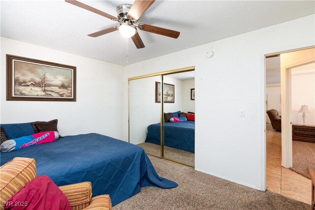 905 White Thunder St, Henderson, NV 89002 - carpeted bedroom with a closet and a ceiling fan