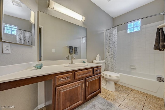 8717 Red Brook Dr Unit 201, Las Vegas, NV 89128 - bathroom with vanity, toilet, shower / bath combination with curtain, and tile patterned flooring