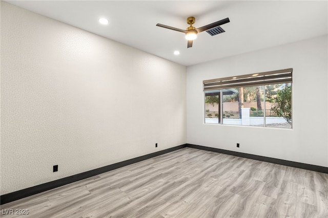 9029 Rivers Edge Dr, Las Vegas, NV 89117 - spare room with light wood finished floors, a ceiling fan, baseboards, and recessed lighting