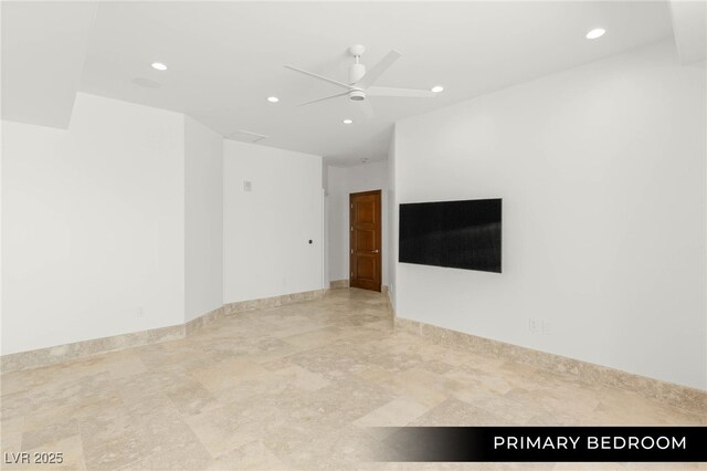 9101 Alta Dr Unit 102, Las Vegas, NV 89145 - unfurnished living room with recessed lighting, a ceiling fan, and baseboards