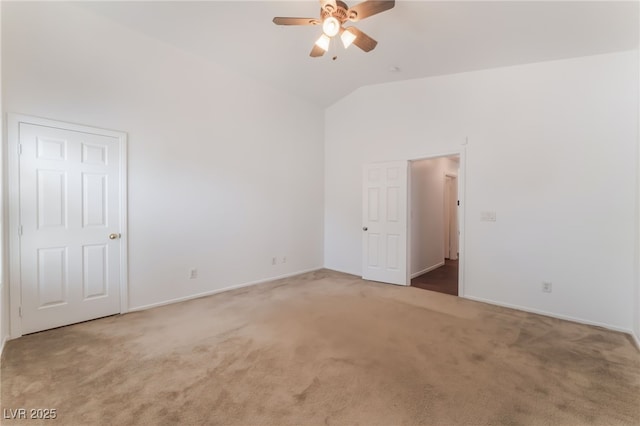2825 Shayla Bay Ave, North Las Vegas, NV 89086 - carpeted empty room with ceiling fan, lofted ceiling, and baseboards