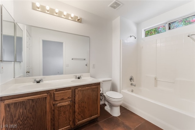 2825 Shayla Bay Ave, North Las Vegas, NV 89086 - full bath featuring double vanity, toilet, bathtub / shower combination, and tile patterned flooring