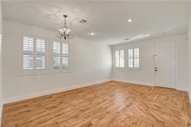 5434 Fawn Chase Way, Las Vegas, NV 89135 - foyer entrance with a chandelier, baseboards, recessed lighting, and light wood-style floors