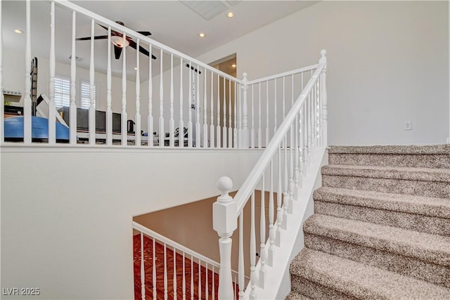 5434 Fawn Chase Way, Las Vegas, NV 89135 - staircase with recessed lighting and a ceiling fan