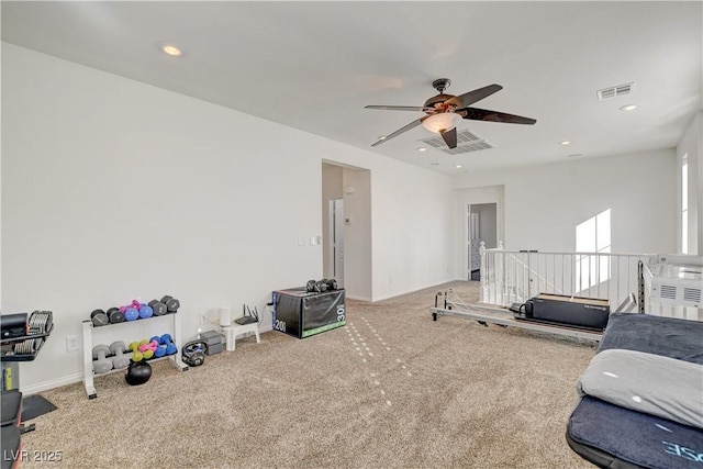 5434 Fawn Chase Way, Las Vegas, NV 89135 - bedroom with carpet floors, recessed lighting, ceiling fan, and baseboards