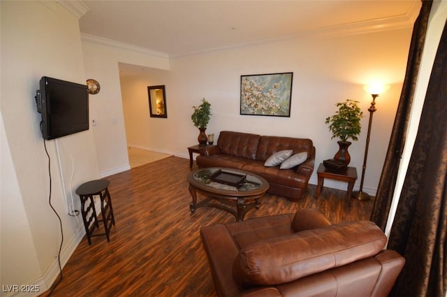 230 E Flamingo Rd Unit 129, Las Vegas, NV 89169 - living room featuring wood finished floors, crown molding, and baseboards