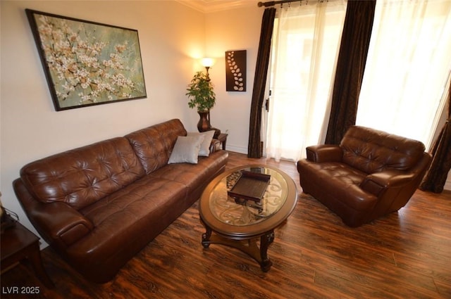 230 E Flamingo Rd Unit 129, Las Vegas, NV 89169 - living room featuring ornamental molding and wood finished floors