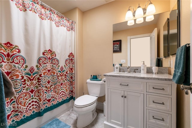 7718 Willow Cove Cir, Las Vegas, NV 89129 - bathroom featuring toilet, vanity, and shower / bath combo with shower curtain