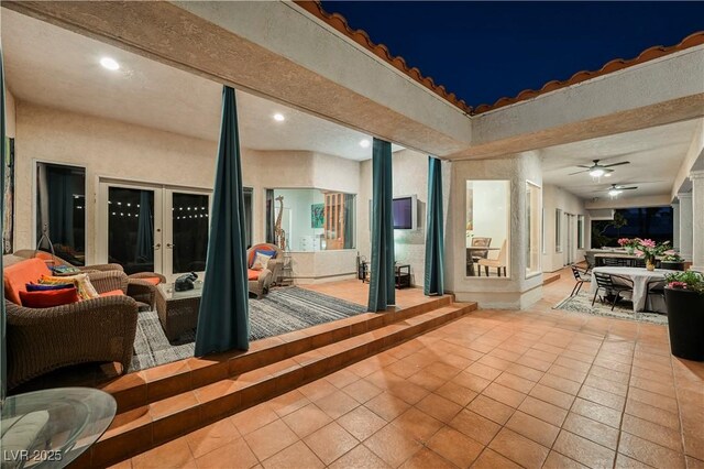 2231 S Tioga Way, Las Vegas, NV 89117 - view of patio / terrace featuring french doors and ceiling fan
