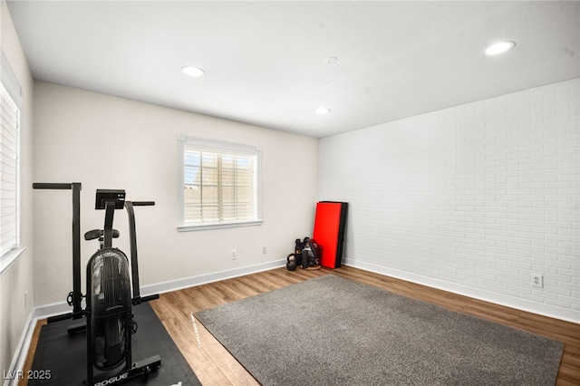 2021 Summit Pointe Dr, Las Vegas, NV 89117 - exercise area with wood finished floors, baseboards, and recessed lighting