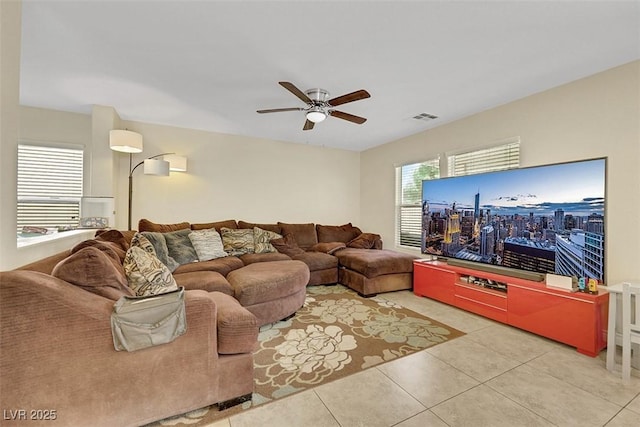 5321 Welch Valley Ave, Las Vegas, NV 89131 - living room featuring a ceiling fan and tile patterned floors