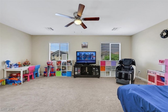5321 Welch Valley Ave, Las Vegas, NV 89131 - recreation room featuring a ceiling fan and carpet floors