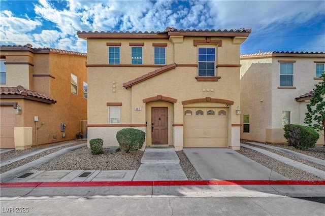 687 Porchtown Ave, Las Vegas, NV 89183 - view of property with a tiled roof, stucco siding, and concrete driveway