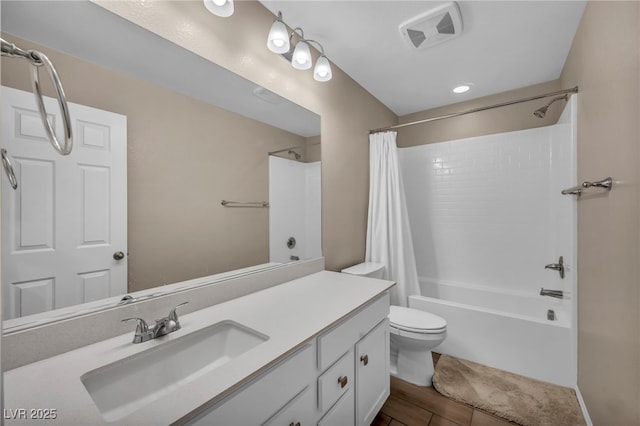 688 Monroe Hill Pl, Henderson, NV 89011 - full bath featuring shower / tub combo with curtain, vanity, and toilet