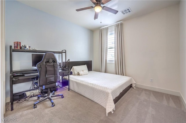 9655 Skye Star Ave, Las Vegas, NV 89166 - bedroom featuring carpet floors, an office area, a ceiling fan, and baseboards