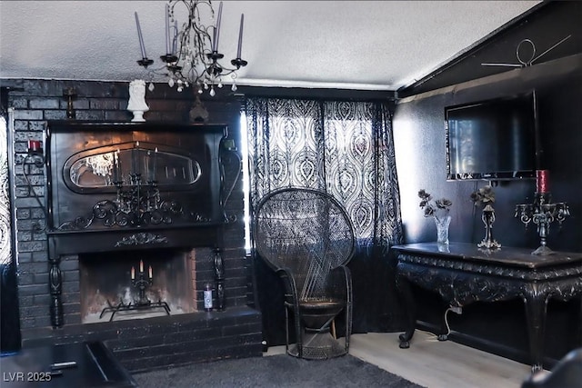 709 Evergreen Cir, Las Vegas, NV 89107 - bar featuring a fireplace and a textured ceiling