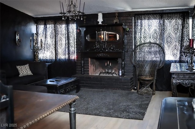 709 Evergreen Cir, Las Vegas, NV 89107 - living room with wood finished floors and a chandelier