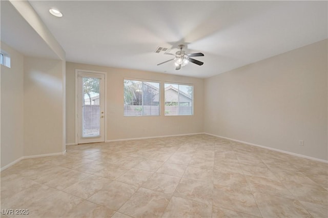 11441 Drappo Ave, Las Vegas, NV 89138 - unfurnished room featuring ceiling fan, baseboards, and light tile patterned floors