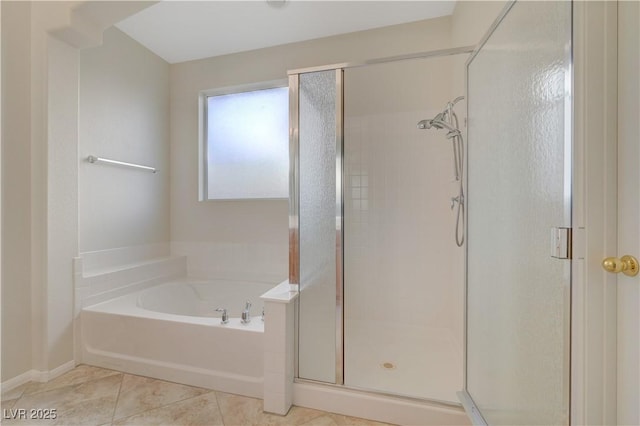 11441 Drappo Ave, Las Vegas, NV 89138 - full bathroom with a shower stall, a bath, and tile patterned floors