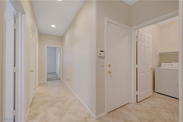 11441 Drappo Ave, Las Vegas, NV 89138 - hallway featuring washer / clothes dryer and recessed lighting