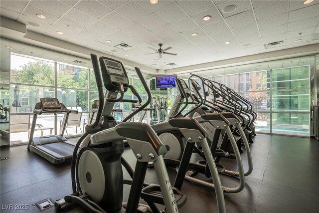 68 E Serene Ave Unit 224, Las Vegas, NV 89123 - exercise room featuring a drop ceiling and healthy amount of natural light