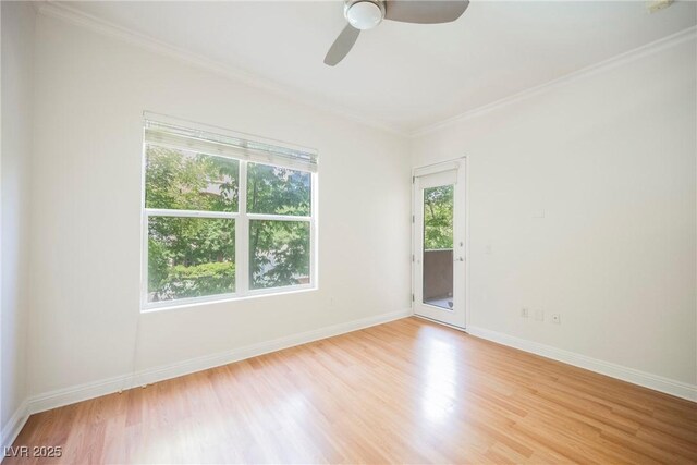 68 E Serene Ave Unit 224, Las Vegas, NV 89123 - empty room with wood finished floors, baseboards, ornamental molding, and a ceiling fan