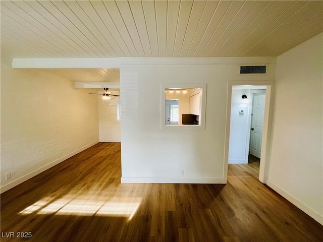 700 N Minnesota St, Las Vegas, NV 89107 - spare room featuring wooden ceiling, baseboards, wood finished floors, and a ceiling fan
