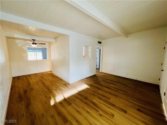 700 N Minnesota St, Las Vegas, NV 89107 - unfurnished room with beam ceiling, wood finished floors, baseboards, and ceiling fan