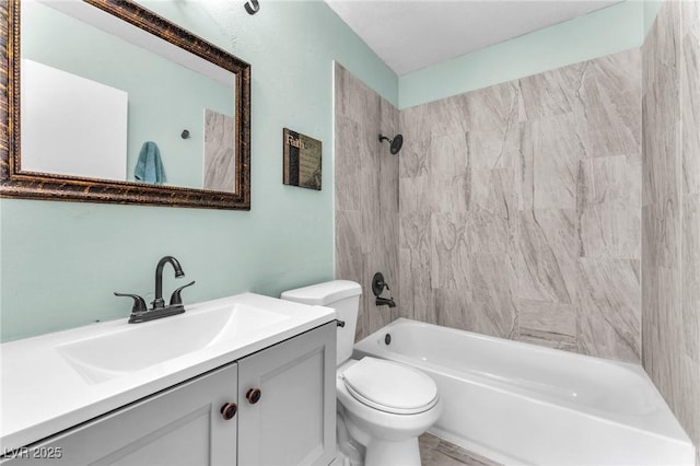 110 Huckleberry Ln, Henderson, NV 89074 - bathroom featuring toilet, vanity, and bathing tub / shower combination