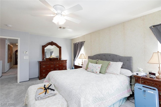 3404 Brayton Mist Dr, North Las Vegas, NV 89081 - bedroom with light colored carpet and a ceiling fan