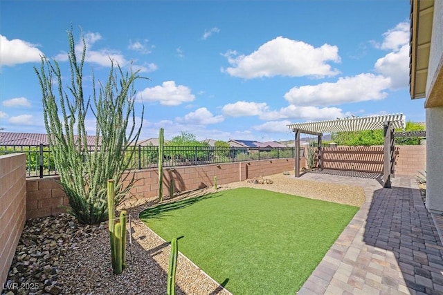 3096 Beaux Art Ave, Henderson, NV 89044 - fenced backyard with a pergola and a patio area